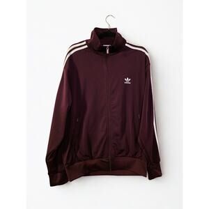 Adidas Firebird Track Jacket Burgundy White Stripes Zip Up NWT Large